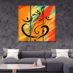 VIBECRAFTS Abstract Ganesh Ji Art 3 Pieces Canvas Wall Painting Fitted With Wooden Frame For Home | Office | Living Room | Gifts (PTVC3Pcs1_9553)