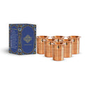 INDIAN ART VILLA Pure Copper Half Embossed Design Glass Tumbler Cup with Lid, Drinking Serving Water, Yoga Ayurveda, Volume-300 ML, Set of 6
