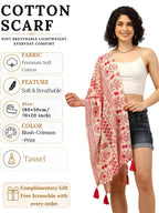 KE KANHA EXPORTS Cotton Scarf with Tassels|Scarf for Women Stylish|Stole for Women|Breathable Boho Beach Summer Wrap|Multicolor Scarf|Easily Fits 180 * 50 CM