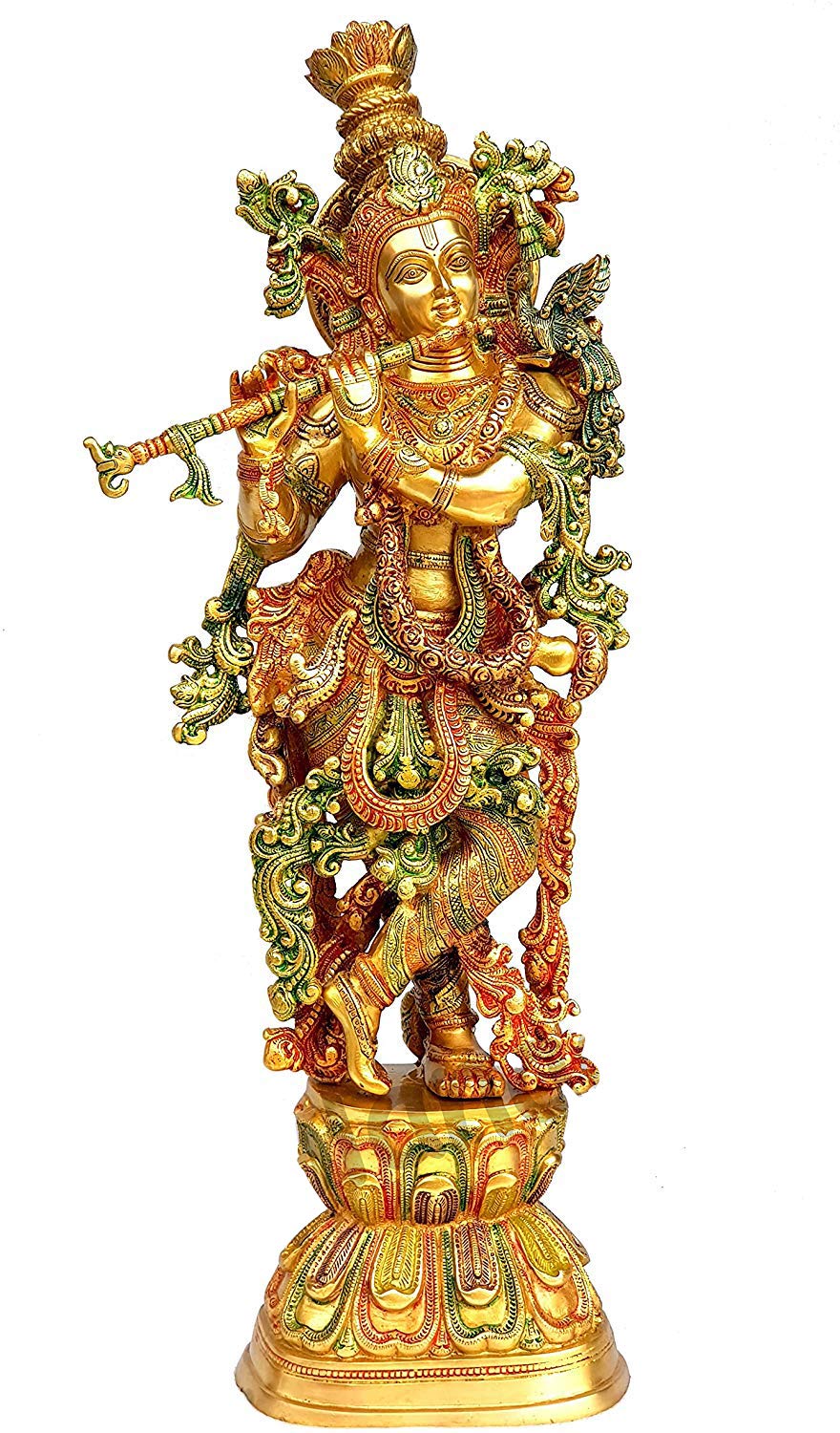 SVARUP Big Brass Krishna Idol Krishan Murti in Multicolor Height 29 Inch