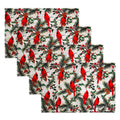 PRAKARTIK BY INDUARTS Dining Table Mats Set of 4 with 135 cm Runner - Bird Red Green Christmas Theme,Digital Print, Washable, Indoor/Outdoor, Heat-Proof, Wipe & Clean (47X33 cm) Red & Green Kafalo