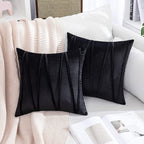 Khooti Velvet Striped Cushion Cover Pack of 1-18X18/46X46 Cm | Black | Soft Pillow Covers Cushion Case for Sofa Bedroom Livingroom Chair Car, Cushion Cover with Zig Zag Pattern