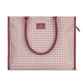THE CLOWNFISH Moda Collection Multipurpose Faux Leather Handbag For Women 15.6 inch Laptop Bag Box Bag Tote Office Shoulder Bag for Ladies College Girls (Dark Pink Checks)