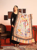 Pashmoda Women Naqshkaar Fine Wool Fabric Pashmina Kalamkari Embroidered Shawl (Size: 40x80in, 101x203cm) KAS12