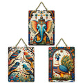 Artvibes Aesthetic Elephant With Birds & Floral Peacock Home Art For Wall Hanging | Garden Balcony| Stylish Modern Decor Item | Trendy Decor | Wall Illustrations | Gift Items (WH_9628N), Set of 3