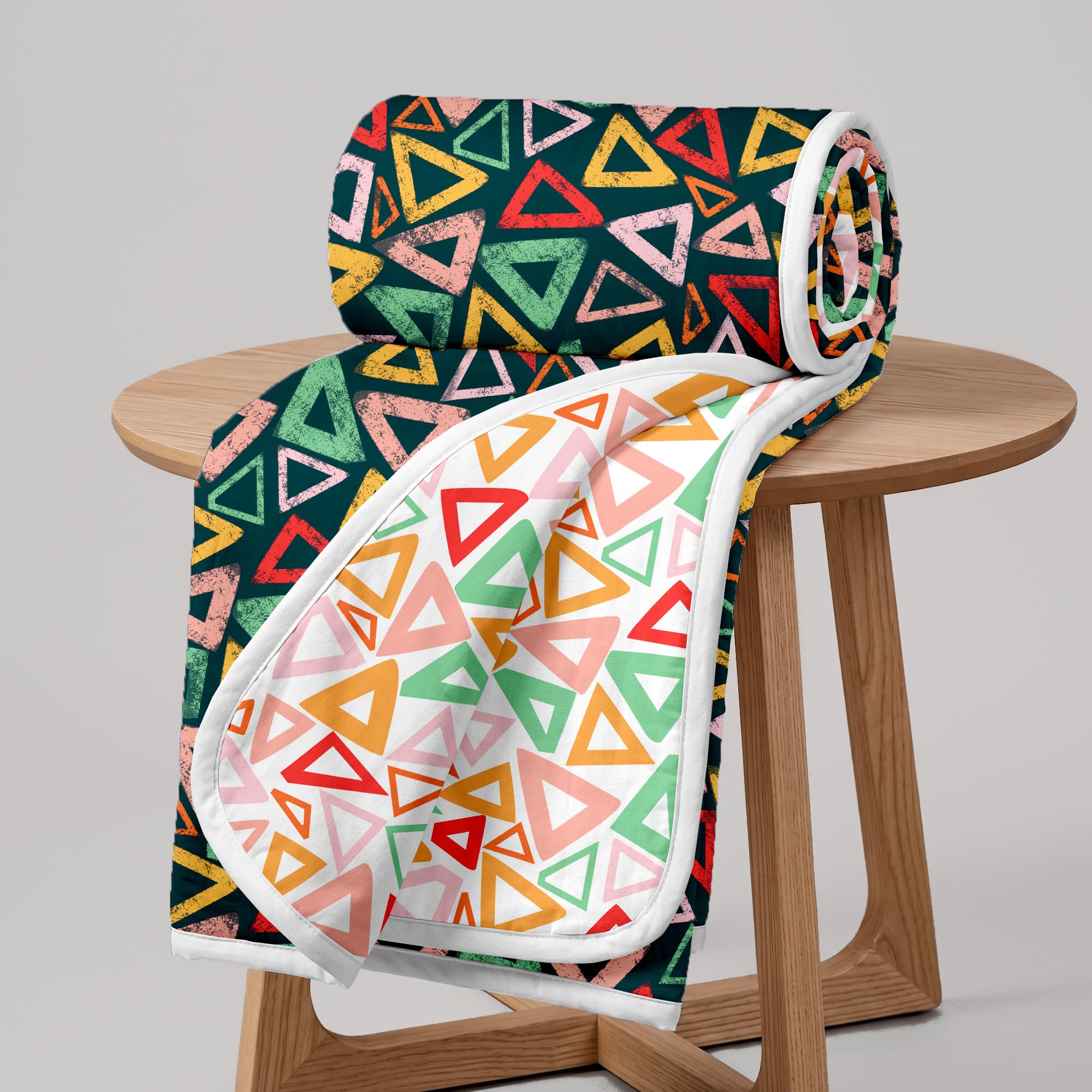 Divine Casa 120 GSM Microfiber Reversible Single Bed Dohar | Soft & Lightweight AC Throw Blanket for All Seasons | Size 210 x 140 cm | Geometric | Midnight Multicolor Kafalo