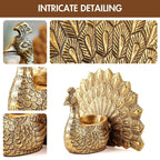 BEHOMA Metal Dancing Peacock Figurine Pair for, Gold - Set of 2