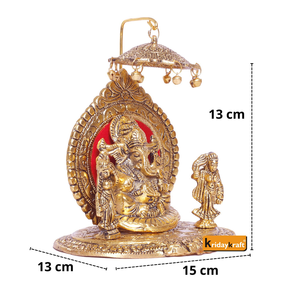 KridayKraft Riddhi Shiddhi Ganesha Metal Statue for Temple Pooja,Ganesh Murti Decorative Your Home,Office & Religious Gift Article,Ganpati Bappa Sculpture,Religious idol,Sowpiece Figurine,Gift Article...
