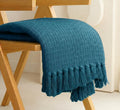 Furnistitchs Bohemian Cotton Sofa Throw Blanket 50x60 inches | Waffle Knit & Chevron Pattern with Fringes | Aesthetic Decorative Couch Throw for Living Room & Bedroom (Teal) Kafalo