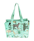 Rastogi Handicrafts Quilted Cotton Women Beautiful Printed Grocery Shopping Bag, Shoulder Bag, Tote Bag, Travel Bags, Green, 18X6X15 Inch