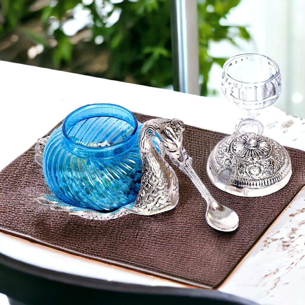 KridayKraft Aluminium Container Mukhwas Dining Box, Mouth Freshener Storage For Gift Home kitchen Peacock shape, Mukhwas Box (Silver)(1 Piece)