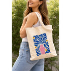 Prageet Canvas Tote Bag for Women with Zipper | 350 GSM Cotton Printed Tote | Stylish College Office Travel Shoulder Bag | Fits 14-15 Inch Laptop | Eco Friendly Reusable Cloth Handbag (VASEFLR)