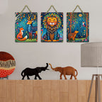 Artvibes Nature Theme Wall Decor Wooden Art Decoration Item for Living Room | Room Wall Art | Wood Decorative Items | Modern Decoration | Aesthetic Wooden Decor | Ideal Gifts (WH_9613N), Set of 3