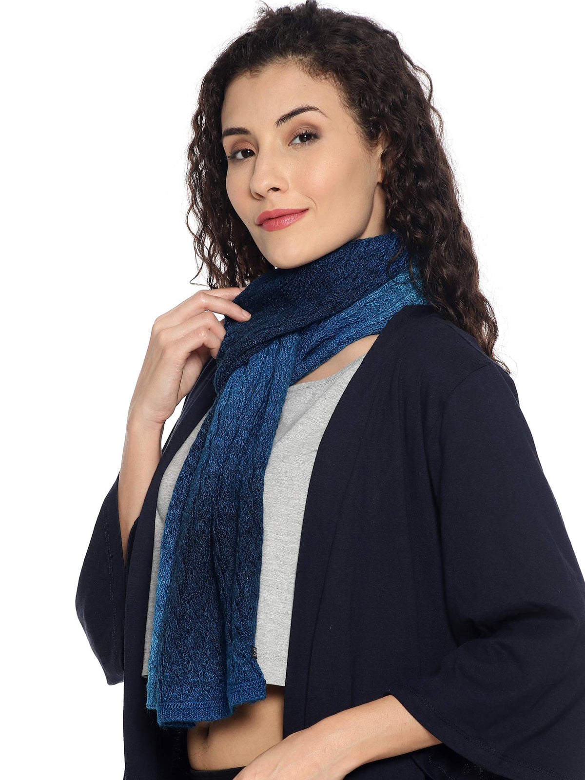 513 Women's Acrylic Woolen Tie & die Casual Warm Winter Wear Muffler Scarf Stole