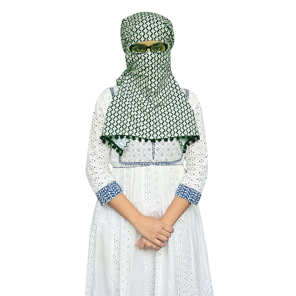 Switchon Scarf Hijab Rayon Printed fancy scarf for women Size Adjustable -Hook loop tape (Pista Green)