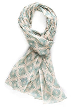 AQVA Printed Cotton Scarf for Women Stylish (Sitara Ecru petrol) | Head and Face Cover Scarf for Girls with 100% Cotton | Soft & Lightweight Scarves/Stoles for all Weather (72 x 43 in)