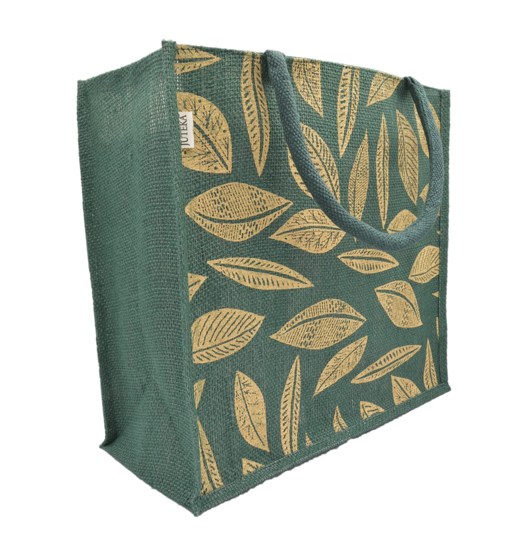 JUTEKA Printed Lunch, Office, Grocery, Picnic, Tote, Tiffin, Shopping, Jute Bag with Padded Cotton Handles