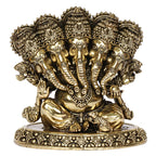ARTVARKO Brass Panchmukhi Ganesha Bhagwan Idol Five Face Ganesh Statue Ganpati Murti for Temple Puja Gift 5.5 Inch