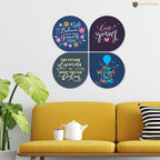 Artvibes Believe in Your Self Inspirational Quote MDF Wood Wall Hanger Ornaments For Home Office | Quotes Decor Item | Motivational Wall Decor | Wall Accent | Graphic Art | Gifts (WH_8413NV), Set of 4