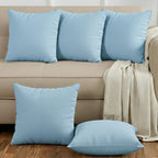 Yellow Weaves Cotton Canvas Decorative Cushion Covers, (24 X 24 Inches), Set of 5, Muted Blue