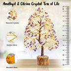 HindCraft Amethyst and Citrine Crystal Tree of Life | Decorative Artificial Tree for Home & Office | Feng Shui Money Tree for Wealth & Happiness | Gift for Men & Women – Birthday & Anniversary