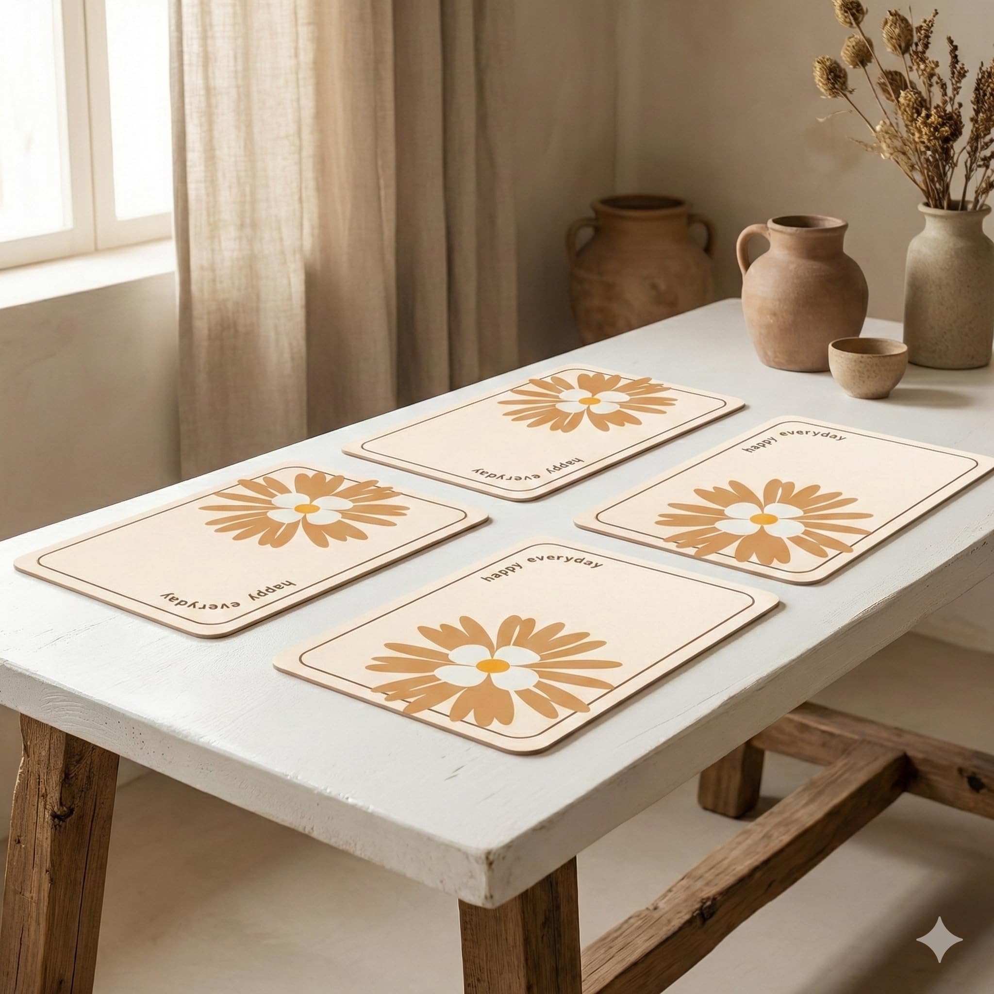 YELONA Leather Dining Table Placemats Set of 4 – Waterproof, Heat Resistant, Anti-Slip, Easy to Clean Table Mats for Dining Table, Kitchen & Home Décor (Ivory White, 40 x 30 cm) Kafalo