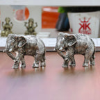 KridayKraft African Elephants Animal Decorative Showpiece Figurine 2 Pcs Set Metal Handcrafed Gold Toned Antique Finish, Home Decor
