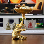 KridayKraft Metal Baby Elephant Trunkup Showpiece Dry Fruit Bowl Showpiece Silver Polish for Your Home,Office Table Decorative,Elephant Showpiece Bowl for Gift,Animal Figurines