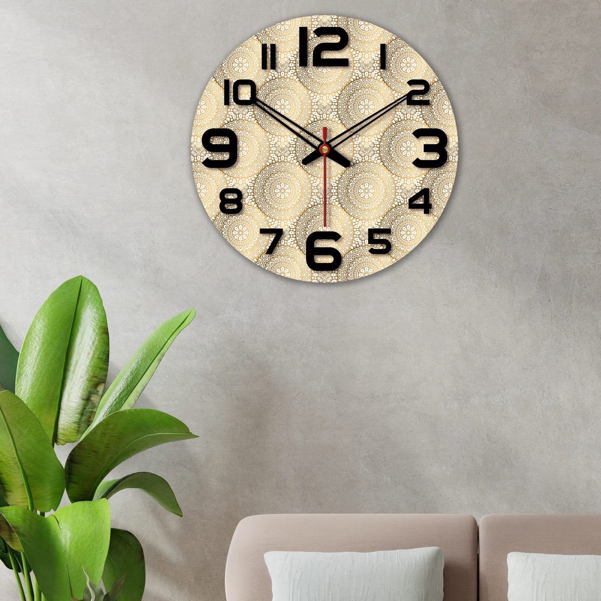 VIBECRAFTS Mandala Pattern Printed Wooden Wall Clock for Home Decor | Office | Livingroom, Bedroom | Gift (WWCVC1Pcs_15069)