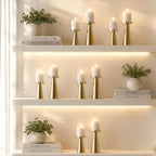 Behoma Handcrafted Gold Metal Pillar Candle Holders Pack of 5 Sets