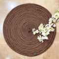 SAPROSE® Polypropylene Multipurpose Braided Round Table Mat (1 PC Pack, 40 cm), Dinning Place mats, Side Table Mat, Doilies, Machine Washable Large Mat for Dining Table (15.5 Dia, Brown-Black) Kafalo