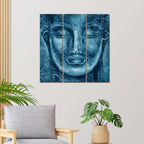VIBECRAFTS 3 Pieces Buddha Face Canvas Wall Painting Fitted With Wooden Frame For Home | Office | Living Room | Gifts (PTVC3Pcs1_9600)