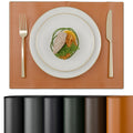 Encasa XO Faux Leather Dining Table Placemats, Water Repellent Tan Kafalo