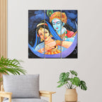 VIBECRAFTS 3 Pieces Radha Krishna Canvas Wall Painting Fitted With Wooden Frame For Home | Office | Living Room | Gifts (PTVC3Pcs1_9546)