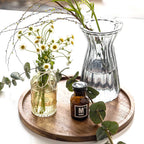 ETHOWEDEN Round Decorative Tray for Home Décor - 11X11 in inch Set of 1 Wooden Round Solid Wood Tray for Coffee Table Medium Wooden Serving Tray