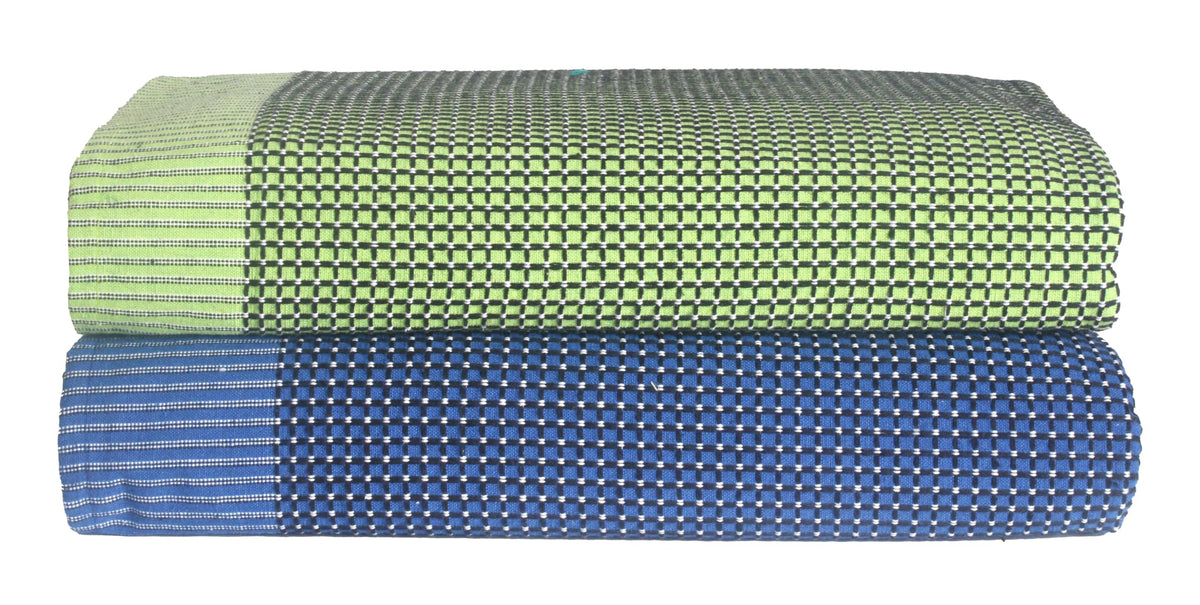 Sharan Elegance Single Size Cotton Blanket/Solapur Chaddar/Cotton Bedsheet/Reversible Blanket (60x90 inches) Set of 2 (Pistha-Navyblue) Kafalo