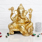 ARTVARKO Brass Lord Ganesh Murti Ganesha Idol Ganpati Vinayak Chaturbhuj Bhagwan Statue for Home Entrance Deco Gift 11.5 Inch.