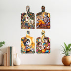 Artvibes Spiritual Little Krishna Theme Wall And Door Hanging for Home | Spiritual Decor Items | Wall Sculpture | Signs & Plaques | Artwork| Stylish Modern Decor Item | Gift Items (WH_5655N), Set of 4
