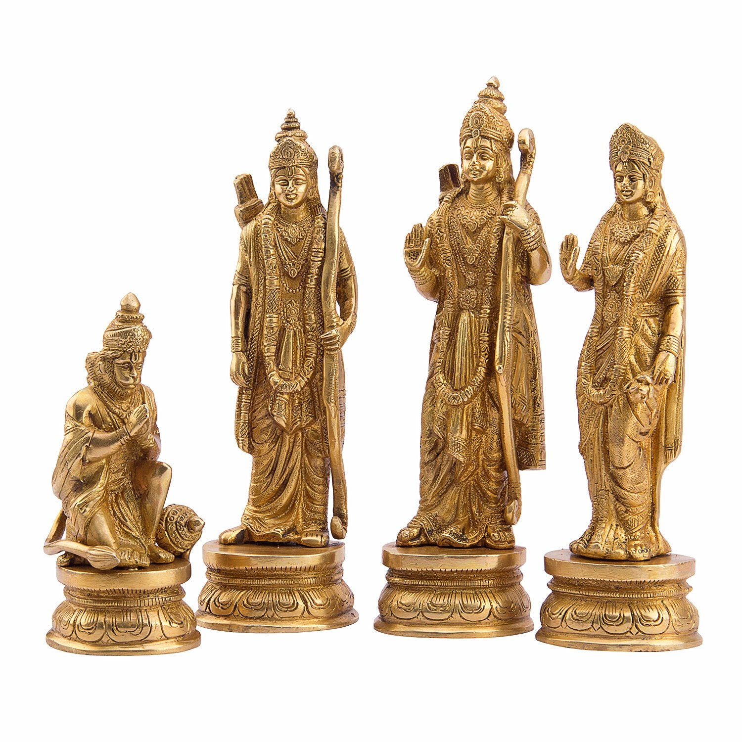 SVARUP Brass Lord Rama Family Ram Darbar Ram, Sita, Laxman, Hanuman for Home Office Pooja Decor Gift Decor 9 Inch