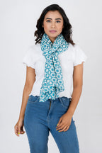 AQVA Printed Cotton Scarf for Women Stylish (Deco Midnight) | Head and Face Cover Scarf for Girls with 100% Cotton | Soft & Lightweight Scarves/Stoles for all Weather (72 x 43 in)