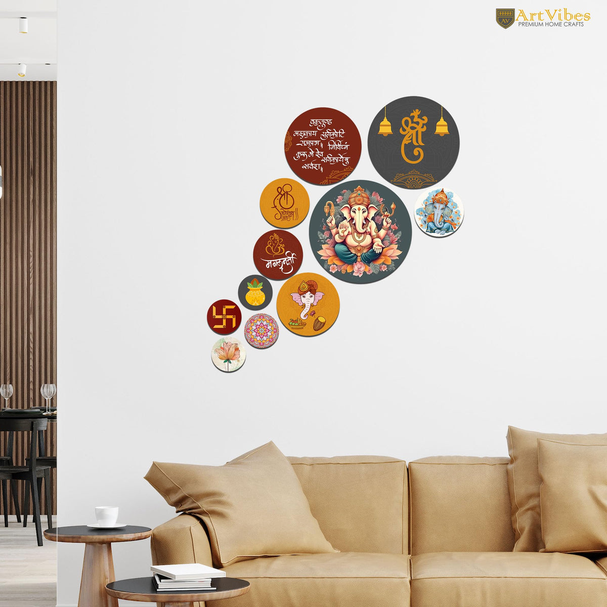 Artvibes Decorative Wooden Wall Hanging Decoration Item for Home | Office | Gift | Decor Art Livingroom, Bedroom | Stylish Modern Artwork (WPS_136N) Pack of 11 Pieces