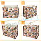 DOUBLE R BAGS Heavy Duty Cotton Canvas Grocery Shopping Bag | Eco-Friendly Cloth Tote for Vegetables, Milk, Fruits & Lunch | 33x44.4x20.3cm | 1 Compartment | Pack of 2 Catkitten Print