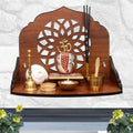 Cosmic String Enterprise LLP Mandala Design Wall Mounted Glossy Wooden Home Temple (Height- 9.92, Length- 12 , Width-8.85 Inch, Golden Teak)
