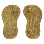 ARTVARKO Brass Charan Paduka Khadau (Feet) for Puja Spiritual Workship Wealth and Luck, Perfect for Diwali Gift Home 6 Inch