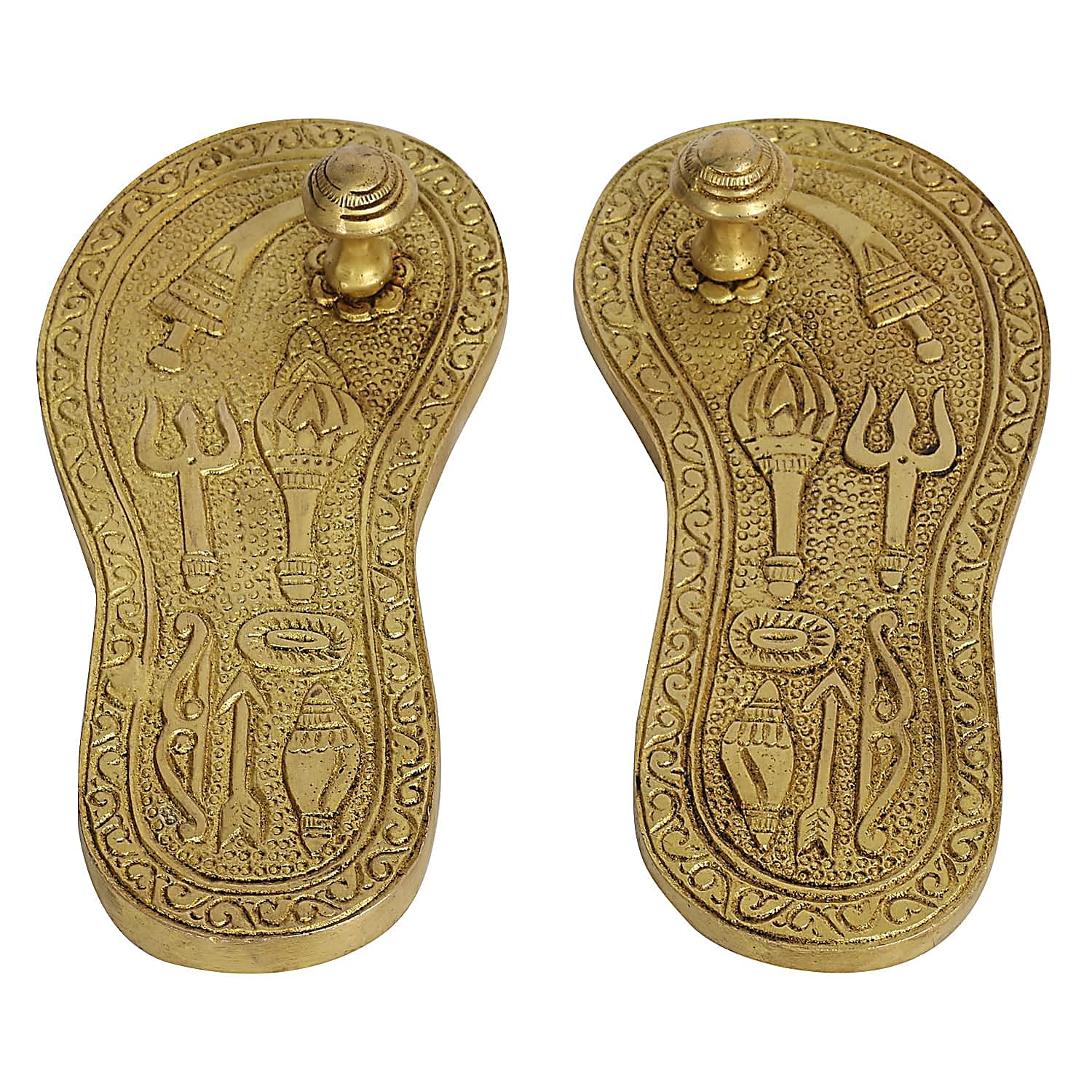 ARTVARKO Brass Charan Paduka Khadau (Feet) for Puja Spiritual Workship Wealth and Luck, Perfect for Diwali Gift Home 6 Inch