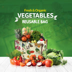 DOUBLE R BAGS Heavy Duty Cotton Canvas Grocery Shopping Bag | Eco-Friendly Cloth Tote for Vegetables, Milk, Fruits & Lunch | 33x44.4x20.3cm | 1 Compartment | Pack of 3 Fruit Print