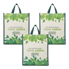 DOUBLE R BAGS Unisex Eco-Friendly Reusable Cotton Canvas Casual Bag with Reinforced Handles (Think, 40.6x35x10 cm) | Multi-Purpose Grocery, Kitchen Essentials, Fruits & Veggies Bag | Pack of 3