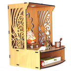 9br® Laabh Beautiful Wooden Pooja Stand for Home Pooja Mandir for Home Temple for Home and Office Puja Mandir for Home Wall Mounted with LED Spot Light Size (H- 15.5, L- 11.5, W-11 in)