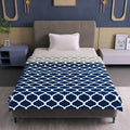 Divine Casa 120 GSM Cloudy Quilt Brushed Microfibre 3 Layer Breathable Single Dohar AC Blanket Lightweight Warm Rajai Throws for Bed (Blue and Grey, 140 x 210, CM)| TC - 120 Kafalo
