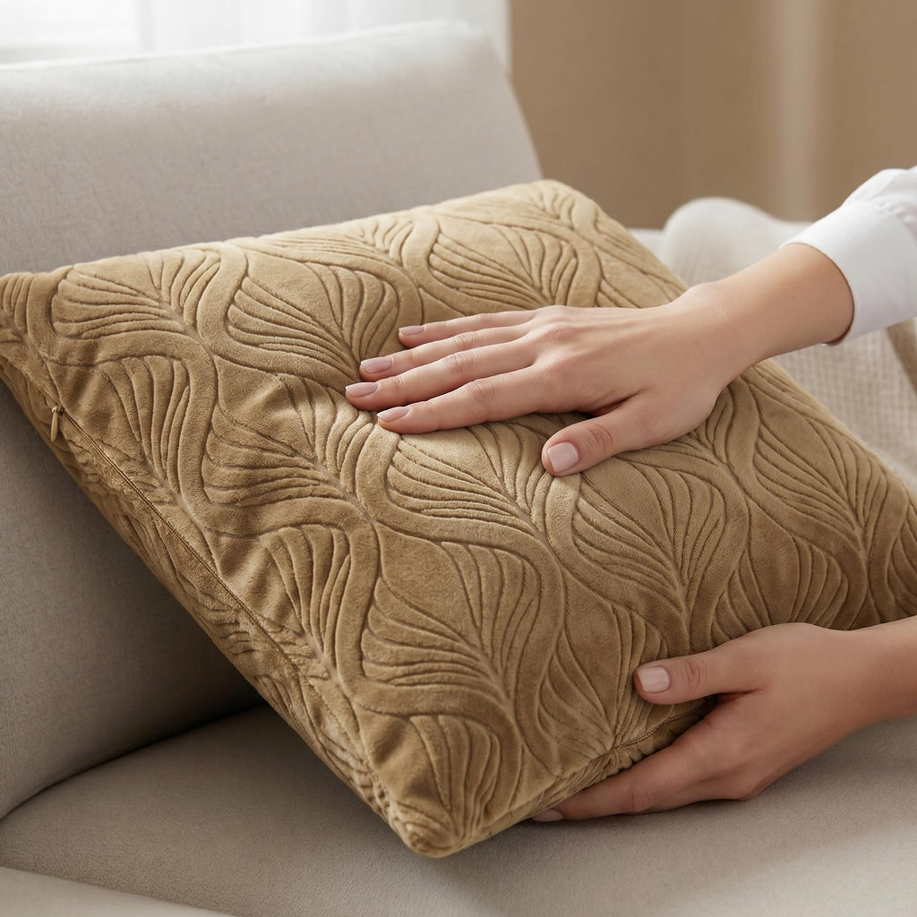 Yellow Weaves Jacquard Cushion Covers | Sofa Cushion Covers | Throw Pillow Cover for Sofa, Couch, Living Room| Removable & Washable | 16x16 Inches, 1 Piece (Golden Brown)